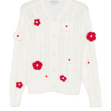 Stine Goya Crewneck Cable Cardigan - White