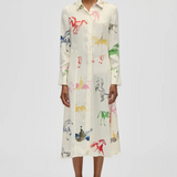 Stine Goya Front Placket Midi Polo Dress - Horses