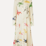 Stine Goya Front Placket Midi Polo Dress - Horses