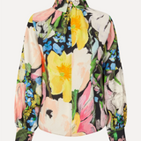 Stine Goya Gathered Long Sleeve Top - Flowers Under The Sun