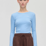 Stine Goya Long Sleeve Rib Top - Bel Air Blue