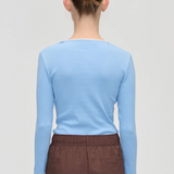 Stine Goya Long Sleeve Rib Top - Bel Air Blue
