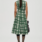 Stine Goya Sleeveless Gathered Midi Dress - Checkered Wave