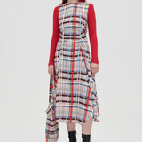 Stine Goya Sleeveless Gathered Midi Dress - Scarlet Grid