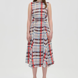 Stine Goya Sleeveless Gathered Midi Dress - Scarlet Grid