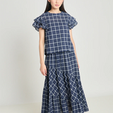 Twenty Seven Names Art Therapy Skirt - Navy Crinkle Check