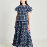 Twenty Seven Names Art Therapy Skirt - Navy Crinkle Check