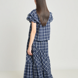 Twenty Seven Names Art Therapy Skirt - Navy Crinkle Check