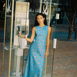 Twenty Seven Names  Esoteric Dress - Blue Satin Floral