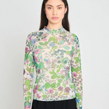 Twenty Seven Names Fantasy Floral Top - Cream Floral Mesh