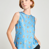 Twenty Seven Names Whoo-sah Top - Blue Satin Floral