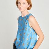 Twenty Seven Names Whoo-sah Top - Blue Satin Floral