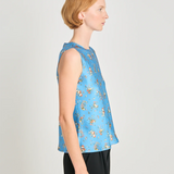Twenty Seven Names Whoo-sah Top - Blue Satin Floral