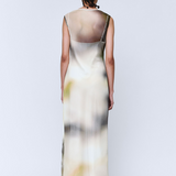 Wynn Hamlyn Cowl Silk Mesh Maxi Dress - Acid Forest