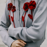 Wynn Hamlyn Pansy Flower Cardigan - Grey