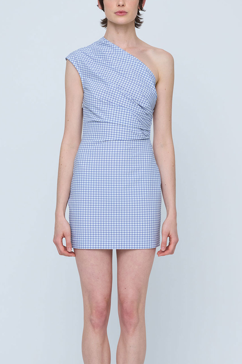 Ruby One Shoulder Wynn Hamlyn Ruby One Shoulder Mini Dress - Blue Gingham – CHAPMAN STORE