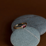 Zoe & Morgan Mon Petit Stacker Ring - 22k Gold Vermeil/Baguette Garnet