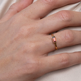 Zoe & Morgan Mon Petit Stacker Ring - 22k Gold Vermeil/Baguette Garnet