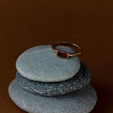 Zoe & Morgan Mon Petit Stacker Ring - 22k Gold Vermeil/Baguette Garnet