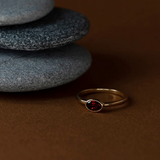Zoe & Morgan Mon Petit Stacker Ring 22k Gold Vermeil/Oval Garnet