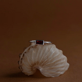 Zoe & Morgan Mon Petit Stacker Ring - 925 Sterling Silver/Baguette Garnet