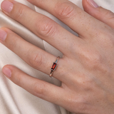 Zoe & Morgan Mon Petit Stacker Ring - 925 Sterling Silver/Baguette Garnet