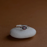 Zoe & Morgan Mon Petit Stacker Ring - 925 Sterling Silver/Oval Garnet