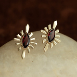 Zoe & Morgan Sister Stud - 22k Gold Vermeil with Rhodolite Garnet