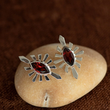 Zoe & Morgan Sister Stud - 925 Sterling Silver with Rhodolite Garnet